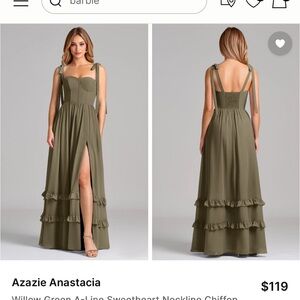 Azazie Anastacia Maxi Dress in Olive Green